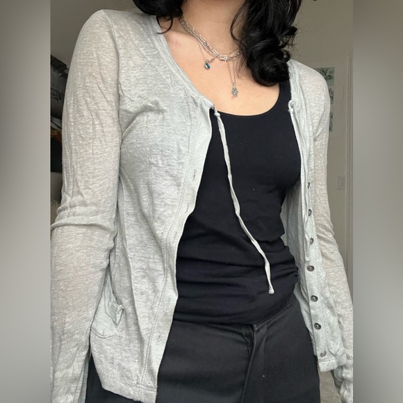 Grey Lightweight Button Up Cardigan - Picture 4 of 6